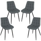 4PCS Chaises de Bar rembourrées pour cuisine, Willonin® Chaise à manger avec dossier en simili PU gris foncé, Pieds antidérapants