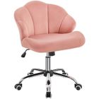 YAHEETECH Chaise de Bureau Rose en Velours Inclinable à Roulettes Chaise Capitonné Réglable Fauteuil Bureau Design Coquillage