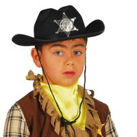 Chapeau de cowboy - Shérif - Cow-boy - Feutre noir - Enfant - Extérieur