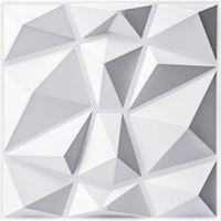 Lot de 33 panneaux muraux décoratifs 3D en forme de diamant, Blanc mat 30,5 x 30,5cm，en PVC incassable, recyclable, imperméable