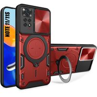 Coque pour Xiaomi Redmi Note 11 - Note 11S Rouge Antichoc Anti-Rayures avec Support Métal et Protection Caméra