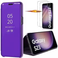 Coque pour Samsung Galaxy S23 avec 2 Verres Trempés - Protection Smart Case Clear View - Violet