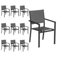 Lot de 10 chaises de jardin en aluminium anthracite - textilène gris HAPPY GARDEN