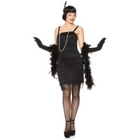Déguisement charleston noir années 20 femme - MARQUE - Robe, bandeau et paire de gants - Polyester - Intérieur