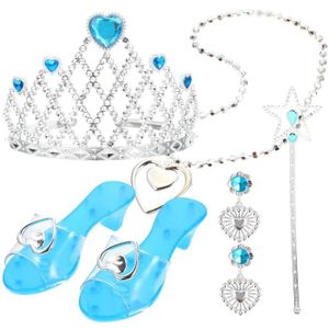 KIDCHEER Chaussure Talon Enfant Fille, 4 Paires de Chaussures Princesse  Elsa, Couronne Diadème, Gants, Collier, Sac à Main, Boucles d'oreilles,  Princesse Jouets pour 3 4 5 6 Ans : : Jouets