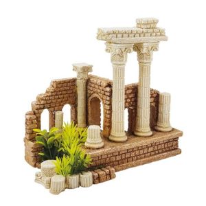 DÉCO ARTIFICIELLE Décoration d'aquarium colonnes antiques avec plant