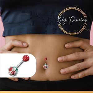 Piercing Nombril Banane Acier Chirurgical - Fleur Rose En Oxyde De Zirconium