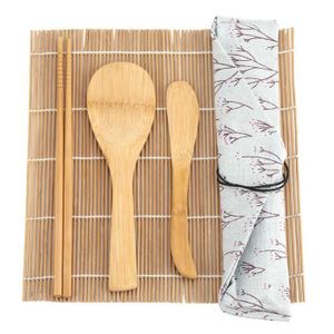 G/én/érique 13Pcs Set Kit de Fabrication de Sushi en Bambou Bureau F/ête de Famille Gadget de Sushi Fait Maison pour Les Amateurs de Nourriture avec des Baguettes de Cuill/ère /à Rideau de Sushi