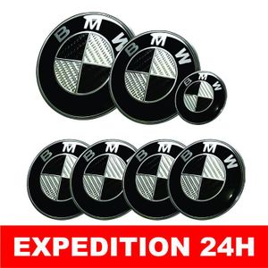 DÉCORATION VÉHICULE KIT 7 PIECES LOGO/ EMBLEME/ BADGE CARBONE NOIR BMW