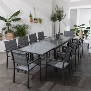 Ensemble table et chaise de jardin Ensemble de jardin extensible LAMPEDUSA en textilè