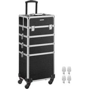 AMASAVA Mallette Maquillage 4 en 1 Valise /à cosm/étique Mallette cosm/étique 4 in1 avec Tiroir Serrures et cl/és 4 roulettes pivotantes Multifonctionnel Stockage Ajustable pour Maquillage ect-Noir