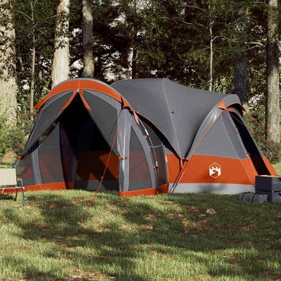 VidaXL Tente Tunnel 8 Places – Gris, Imperméable, 3 Chambres, Pour Camping Et Jardin, Avec Sac De Transport