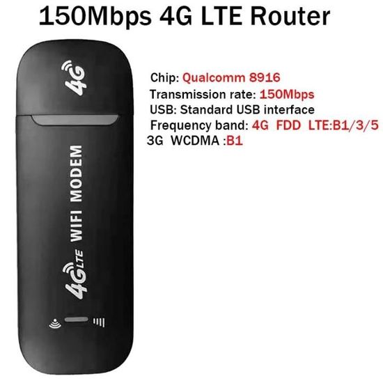 Routeur 4G WiFi Portable JICICUXI - Pocket WiFi LTE 150 Mbps Avec Batterie 3000mAh Et Écran LED