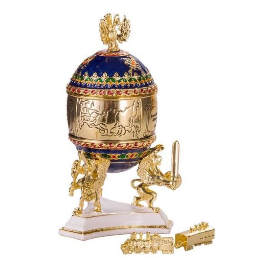 Danila-souvenirs Œuf à la Fabergé - boîte à bijoux Bouton de rose avec fleur et pendentif 9,5 cm