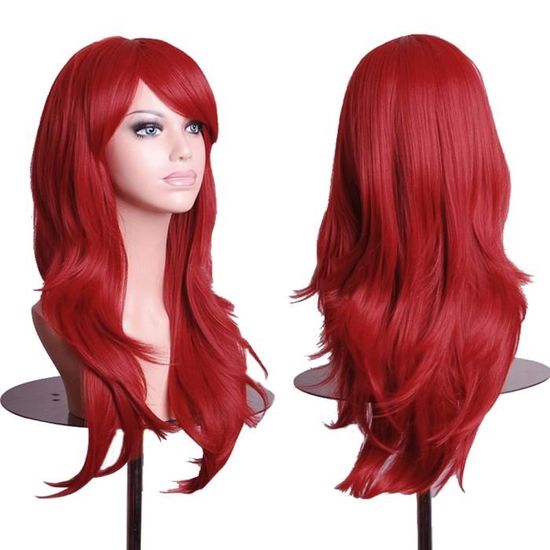 perruque cheveux long rouge