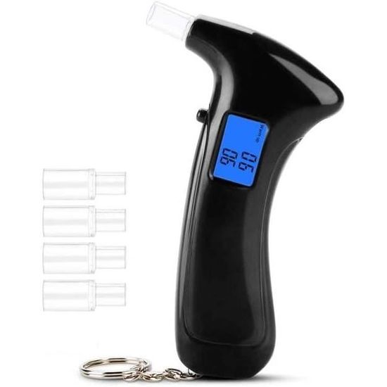 Éthylotest électronique Numérique - Alcootest Portable Avec 6 Embouts, Affichage LCD, Piles AAA