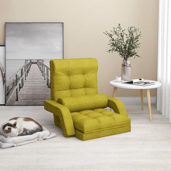 Chaise de sol pliable CHEZ JILI - Lit de salon-chambre - avec fonction de lit Vert Tissu FR5679