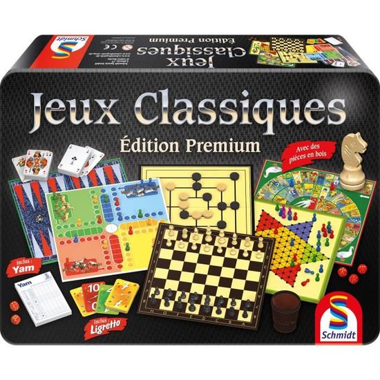Coffret Jeux Classiques Édition Premium Jeu de société SCHMIDT SPIELE Boîte Métal