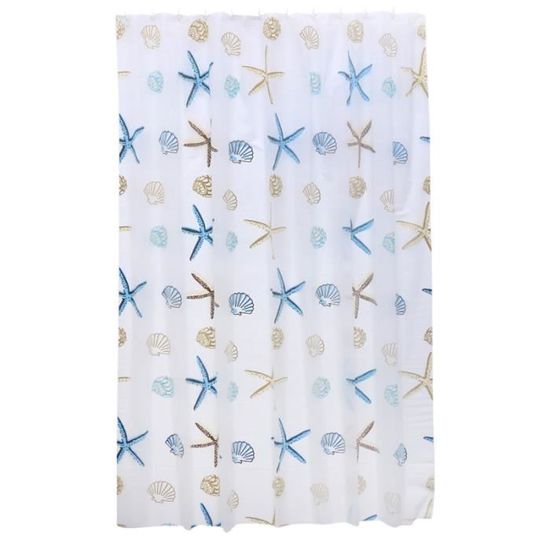 1 pc rideau de douche PEVA étanche étoile de mer impression anti-moisissure de bain de séparation pour hôtel   SHOWER CURTAIN