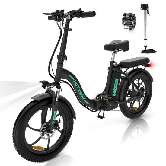 Vélo Électrique HITWAY 20" - Batterie 36V 11,2Ah - 7 Vitesses - Pompe à vélo gratuite