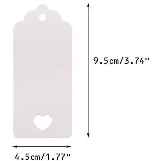 Lot 100 Étiquettes Blanches à Nouer 12x6 Cm – Étiquettes Cadeaux Mariage, Prix Vêtements, Bagages, Artisanat