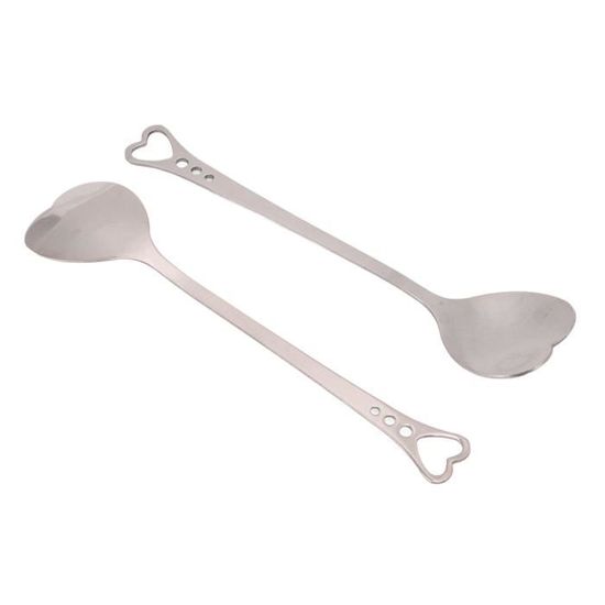 Cuillères En Bois Cœur 2 Pièces - Ustensile Cuisine Romantique, Cadeau Couple