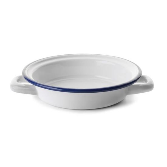 Ibili Plat Ovale Émaillé Vitrifié Blanc 30x20 Cm - Style Rétro Classique - Compatible Lave-Vaisselle