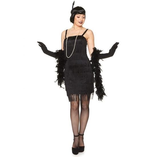 Déguisement charleston noir années 20 femme - MARQUE - Robe, bandeau et  paire de gants - Polyester - Intérieur - Cdiscount Jeux - Jouets