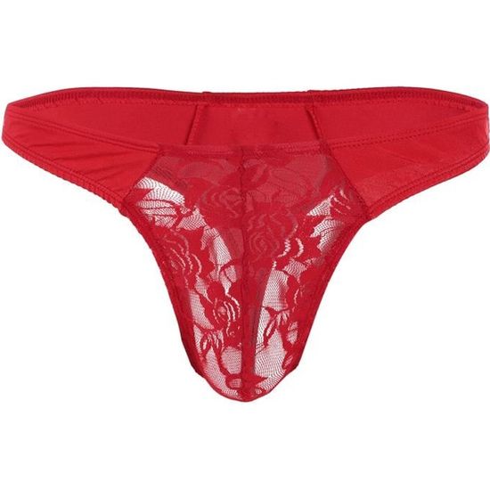 String Homme FEESHOW - Lingerie Érotique Transparente, Culotte Ouverte, Nylon/Spandex
