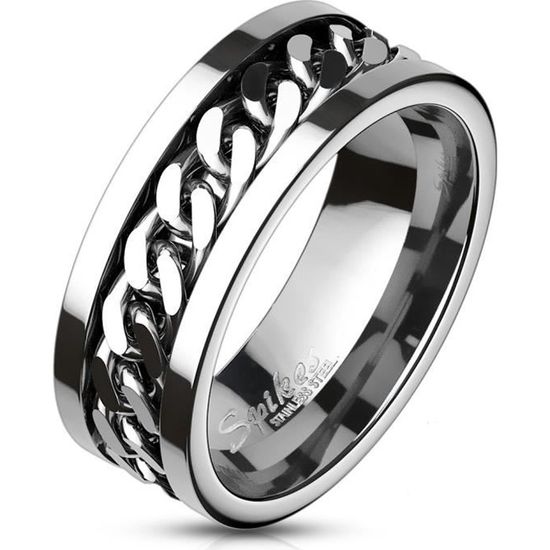 Bague anneau de fiançailles homme femme acier chaine rotative anti-stress  (55) Argenté - Achat / Vente bague - anneau Bague anneau de fiançailles  Mixte Adulte Acier 