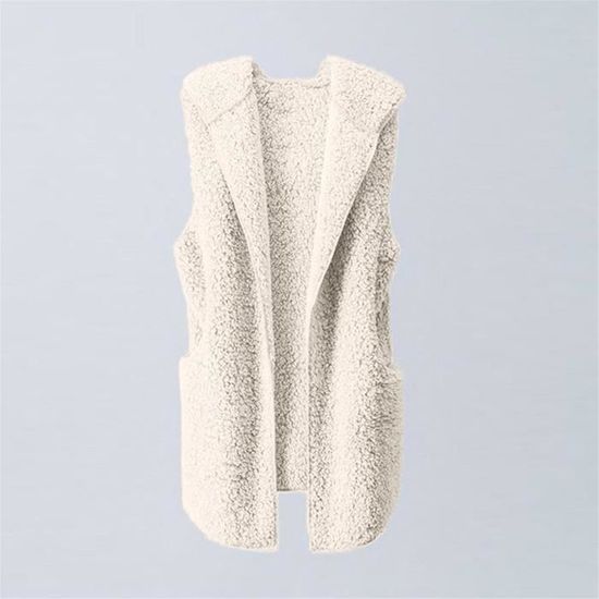 Gilet Sans Manches Pour Femme En Fausse Fourrure - Long, Style Hoodie - Veste D'hiver Chaude - Tailles Européennes