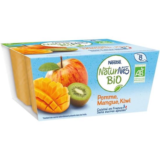 NESTLE Naturnes BIO Compotes pomme mangue kiwi 4x90g Achat / Vente