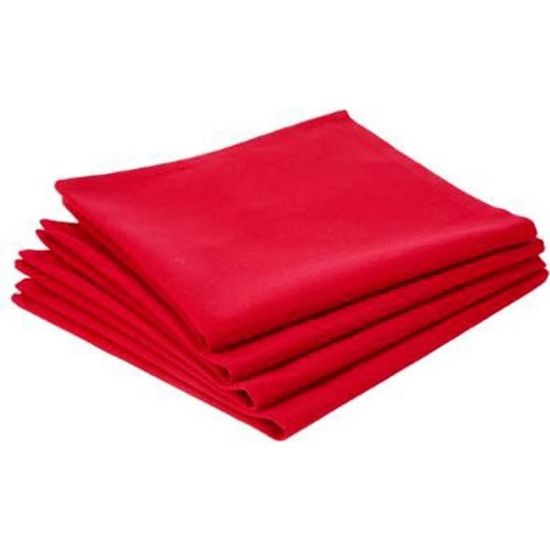 Lot de 4 Serviettes de Table "Coton" 40cm Rouge