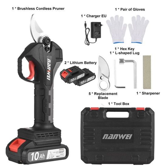 Sécateur électrique Avec Force De Coupe De 3000 Lb, 3 Modes De Coupe 15 20 25 Mm Perche Telescopique De 228 6 Cm Batterie 2x2000mah Moteur 300w 98209956