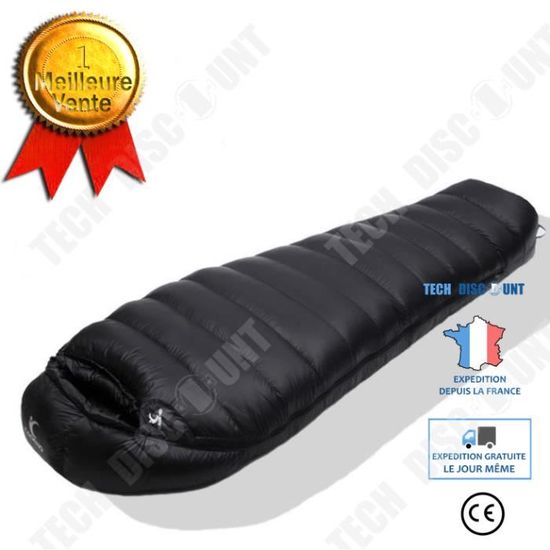 TD Sac de couchage en duvet ultral ger momie noir en plein air