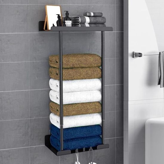 EMKE Porte-Serviettes télescopique Extensible sans perçage SUS201 - en Acier Inoxydable - avec Crochets - pour radiateur de Salle de Bain, Cuisine et Salle de Bain - 44~63 x 10 x 10 cm - Blanc