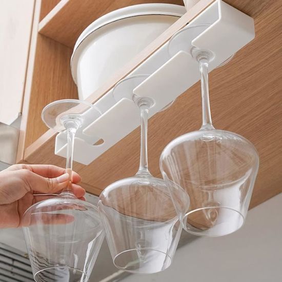 Porte-verres Suspendu 6 Rails - Support 12-18 Verres - 60x22.5x5.5cm - Pour Cuisine, Bar, Salle à Manger