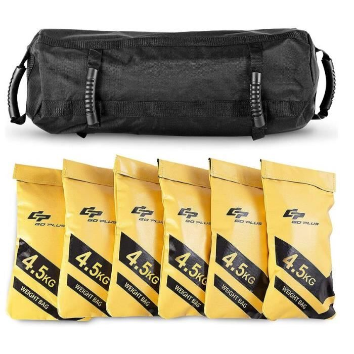 GYMAX Lot de 6 Sac de Sable de Fitness 27KG, avec 6 Poignées en Caoutchouc, Sac en Tissu Oxford, pour Entraînement Musculaire
