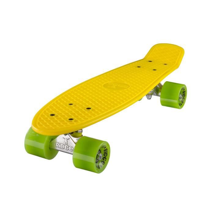 Planche à Roulettes Mini Cruiser Originale Complète 55cm 22” Ridge Skateboards JAUNE- VERT