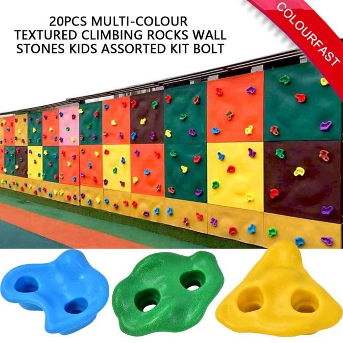 20pcs Prises d'Escalade texturée avec Boulons pierre de mur d'escalade kit Pierres Poignées d'Escalade multi-couleur -YUH