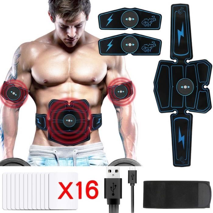 Electrostimulateur Musculaire USB charge,EMS 8 Ceinture Abdominale Electrostimulation/Bras/Cuisse Muscle Forme d'exercice Fitness