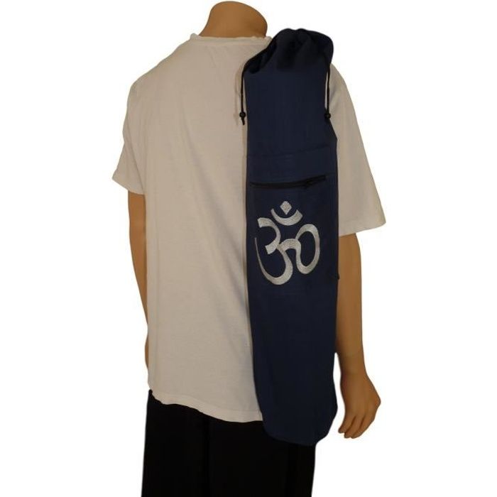 Sac tapis de yoga broderie OM 75x15cm Bleu Marine