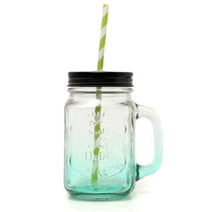 500ML Tasse MUG Verre Paille Boisson Cocktail VERT @JBL