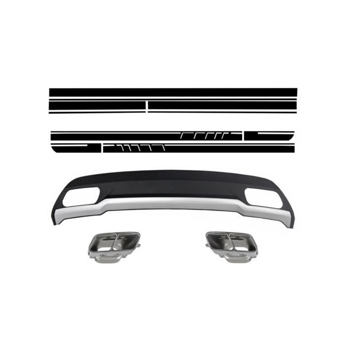 Diffuseur Échappement pour Mercedes W176 12-18 AMG Sport Pack Autocollant Noir