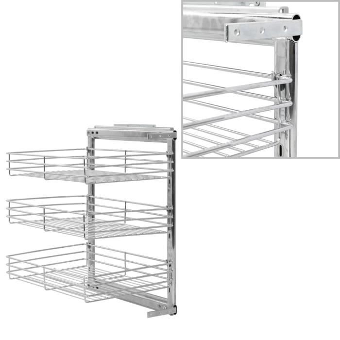 Bonne qualité - Panier à 3 niveaux métallique de cuisine - Panier de cuisine Tiroir de cuisine 47x35x56 cm ®REAEZZ®