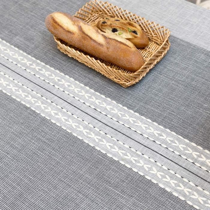 TABLE SUNBEAUTY Nappe Rectangulaire Coton Lin Vintage Grise Decoration Table Cloth Cotton Tablecloth Rectangle 140x220 cm pour T365