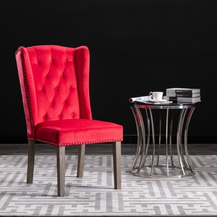 Chaise de salle à manger Rouge Velours -PAI