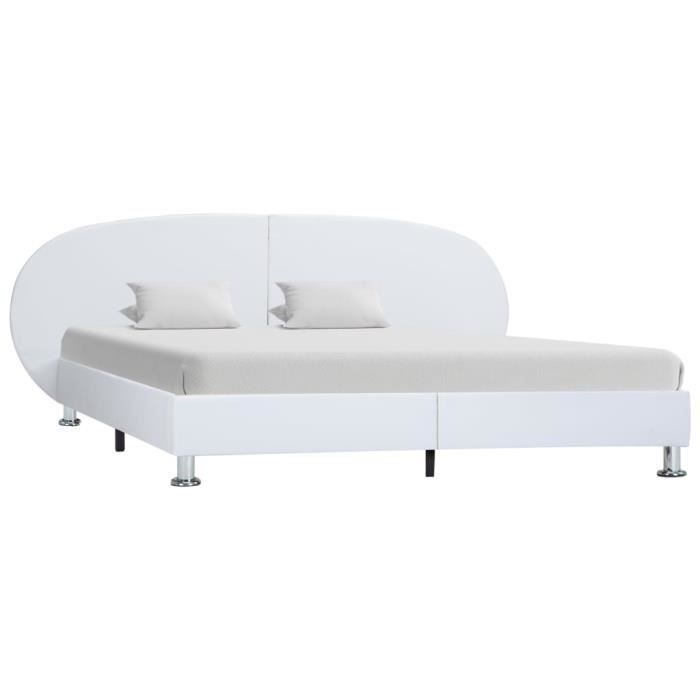 Chez Barry® 54899 Lit Grand Lit adulte enfant - Lit de Repos - Blanc Similicuir 120 x 200 cm Haute qualité
