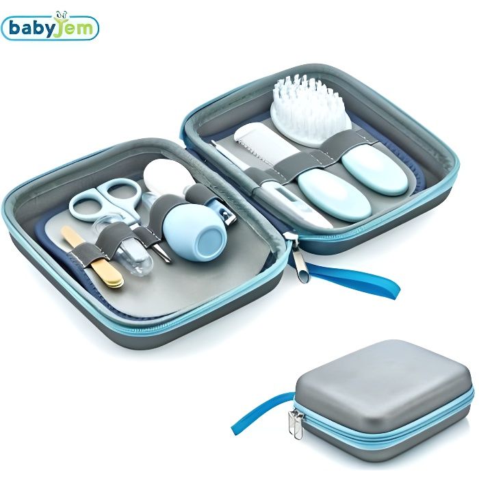 Babyjem Trousse de Soin et de Toillette Bébé pour nouveau-né, Kit de Soin Infirmière Enfant, Set 9 Accessories, Bleu