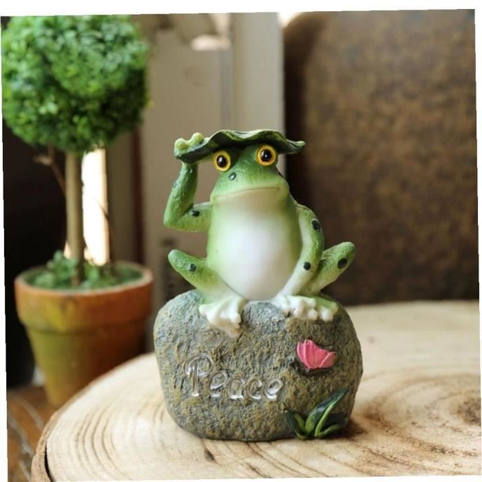 Miniatures grenouilles Figurines Profitez de la paix Espoir Lettre décor de jardin Statue d'extérieur Patio Ornements de jardin Dé